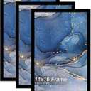 11x16 Picture Frame Set of 3, Black Frame for 11 x 16 Inch Picture Poster Photo, Light Weight and High Transparent 11 by 16 Frame for Wall - 3 Pack/Black/11 x16