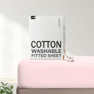 FreshCulture Pure Cotton Fitted Sheets Queen Size, 300 Thread Count Percale Sheets for Queen Size Bed, Soft & Breathable Cotton Sheets, Luxury Fitted Sheets Only (Queen,Pink)