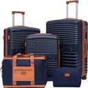5 Piece Luggage Sets with Spinner Wheels and Tsa Lock, Hardshell ABS Suitcase Set, Lightweight Hardside Waterproof Travel Suitcases for Men Women, 20", 24", 28" DarkBlue