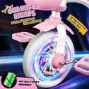 Kkdi Toddler Tricycle for 1-3 3-5 Year Olds, 2 3 4 5 Year Old Girl Birthday Gifts, Pink Toddler Baby Bike, 4-Level Adjustable Seat, 3 Color Light Wheels, 2 Baskets, Outdoor Riding Toys for Ages 2-4