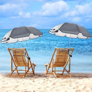 Buryeah 2 Pcs Automatic Chair Umbrella with Universal Clamp 44" UPF 50+ Portable Clamp on Beach Chair Adjustable Wheelchair Umbrella for Outdoor Patio Parasol (Dark grey)