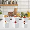 Small Buffet Risers Display Stands, 6 PCS White Acrylic Cube Boxes Nesting Risers with Hollow Bottoms for Catering/Dessert/Collectibles/Jewelry/Figures Show
