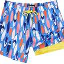 SURF CUZ Mens Swim Trunks with Compression Liner 5" Swim Shorts Quick Dry Bathing Suit Swimming Trunks Zipper Pockets Small 