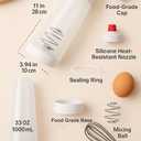 Pancake Batter Dispenser & Mixer/Shaker Bottles, 2-Pack (1000mL Each)  Whisk Ball, No-Drip Silicone Tip, Leakproof, Dishwasher-Safe, BPA-Free  For Pancakes, Waffles, Crepes, Muffins