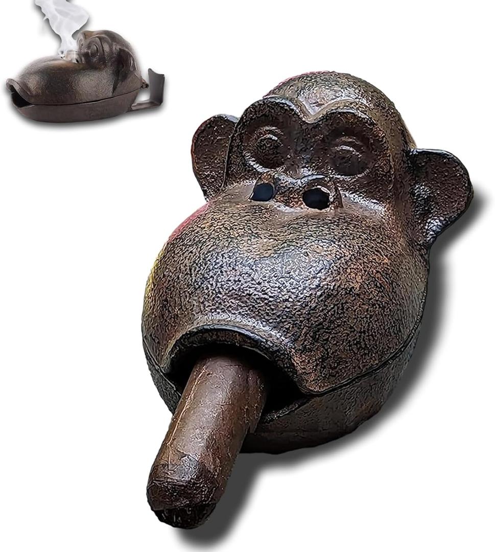Cigar Ashtrays, Monkey Ashtrays for Smokers,Ashtrays for Patio Indoor Home Decor Garden Cast Iron,Cigar accessories for Men,Cigar Gifts for Men Unique