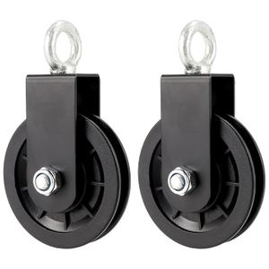 MAAIGU 2 PCS 3.54 in/90 mm Cable Pulley Wheel, 360 Degree Silent Detachable Rotation Traction Wheel, Heavy Duty Mute Swivel Fitness Pulley Wheel for DIY Gym Pulley System, Equipment Replacement, Hoist