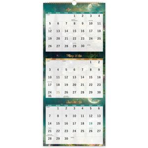6 x Calendar 2026-2027 - 3 Month Wall Calendar Vertical Display (Folded in a Month), April 2026 - July 2027, 11" x 26", 3 Month Calendar, 2026-2027 Wall Calendar with Thick Paper, To-do & Notes - Green