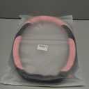 INEBIZ Universal Car Steering Wheel Cover Microfiber Leather Viscose Multi-Element Stitching (Black&Pink, D)