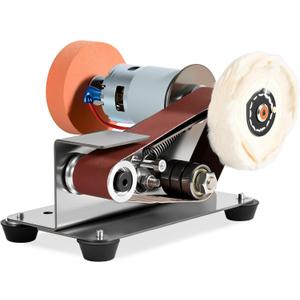Mini Belt Sander, Bench Grinder, Electric Knife Sharpener for DIY Metal Working, Woodworking, Small Metal Sander, Polisher, 7 Speed Adjustable, 110 Volts