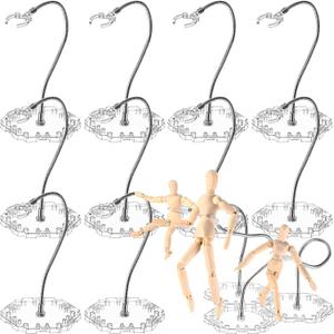12 Pcs Action Figure Stands for 8 to 12 Inches Dolls Flexible Assembled Action Figure Display Holder with Adjustable Metal Support Arm Figure Stands Base Compatible with HG/RG 1/144 Toy (Clear)