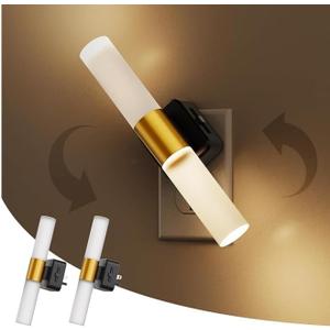 L LOHAS LED Night Light, 2 Pack Night Lights Plug into Wall, 3000K Soft White, 0-100LM Adjustable Brightness, 180° Rotating Plug in Night Light with Auto Light Sensor (Matte White)
