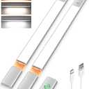 EZVALO Under Cabinet Lighting, 2-Pack Motion Sensor Lights with 3 Detachable Batteries, 76 LED Dimmable Closet Lights, 3 Color Temps, Under Counter Lights for Kitchen, Wardrobe, Pantry (2pcs+1 battery, Silver)