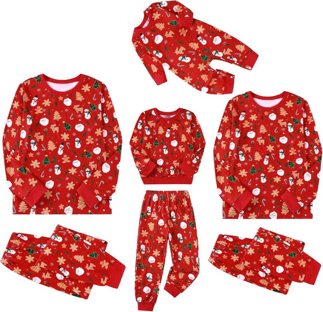 CARETOO Family Christmas Pajamas Matching Sets Xmas Long Sleeve Pjs Set for Men Women Kids Toddler Baby Boy Girl Sleepwear (XX-Large, Red Snowman)
