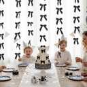 Taobary 8 Pcs 6.6 ft Valentine Bow Garland, Satin Ribbon Bow Banner Coquette Hanging Ornament for Photo Wall Backdrop Birthday Party Wedding Bridal Baby Shower Decorations(Black,1 Inch)