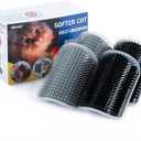 4 Pack Cat Self Groomer with Catnip Pouch,Cats Corner Massage Comb Grooming Brush Tool for Kitten Puppy (2 Black/2 Grey)