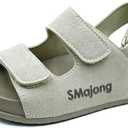 SMajong Boys Sandals Girls Sandal Kids | Non-Slip Slides, Lightweight, Adjustable, Open Toes, Flat (Beige)