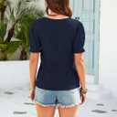 Womens Summer Tops Puff Short Sleeve Cute T Shirts Dressy Casual Square Neck Blouses Clothes (Blue, XL)