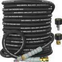 3/8" Pressure Washer Hose 50FT 4800 PSI, Kink Resistant Steel Braided Layer & NonMarking Rubber for Hot/Cold Water, High Power Washer Hose With 3/8 Inch Quick Connect & M22 Fitting, Black