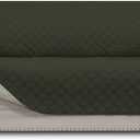 Easy-Going Reversible Couch Cover for 3 Cushion Couch Sofa Cover for Dogs Water Resistant Furniture Protector Cover with Foam Sticks Elastic Straps for Pet Cat (Sofa, Army Green/Beige)