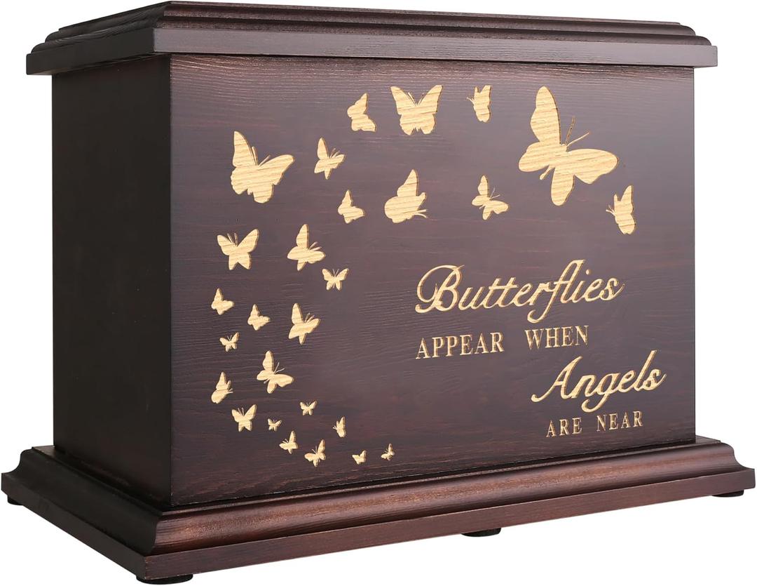 Cremation Memorial Urn for Human Ashes - Wooden Box and Casket for Adult Male Female Men Women Child - Large Burial Funeral Urn Holds Up to 270 LBS