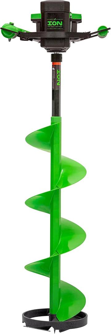 ION Alpha Plus Electric Ice Fishing Auger, Two Batteries Included, Gen 3, 40V Lithium-ion, Composite, Green