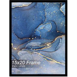 Fxojyvo 15x20 Picture Frame, Black Frame for 15 x 20 Inch Picture Poster Photo, Light Weight and High Transparent 15 by 20 Frame for Wall - 1 Pack/Black/15 x20