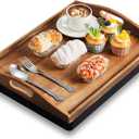 Tioncy 1 Piece Bamboo Lap Tray with Detachable Pillow 16.9'' x 13'' Lap TV Trays Desk with Handles for Adults Eating in Recliner Breakfast Housewarming Gift (Burn Color)