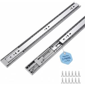 2 Pairs 18 Inch Soft Close Drawer Slides Heavy Duty Side Bottom Mount Rails, Ball Bearing Full Extension Dresser Kitchen Cabinet Drawer Slide, 100 Lbs Load Capacity