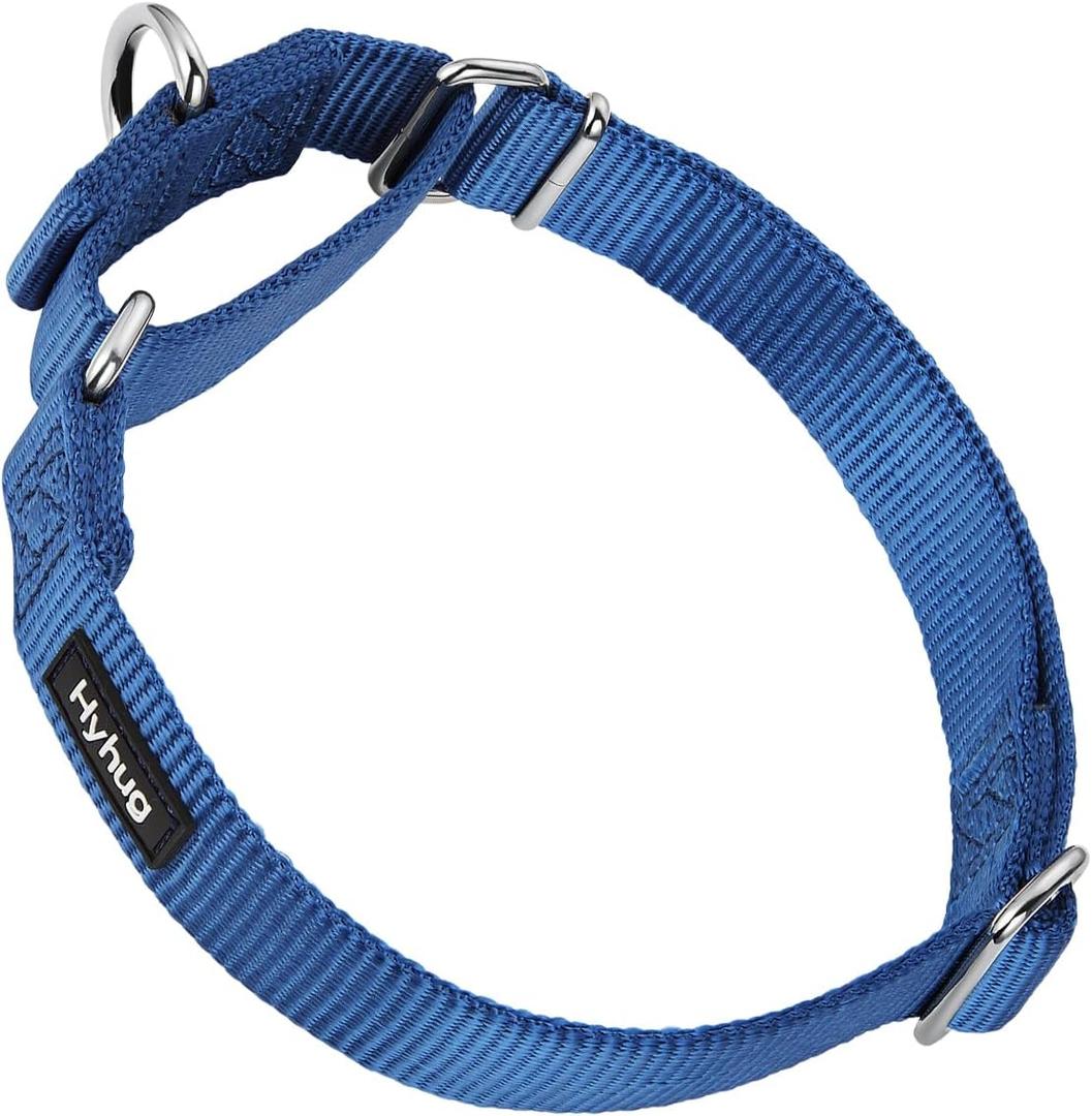 Hyhug Martingale Dog Collar Medium Blue |Escape - Proof Heavy Duty Nylon Durable No Slip, Ideal for Training & Daily Walks
