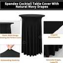 10 Packs Round Cocktail Table Skirt 32"x 43" Black Spandex Stretch Cocktail Table Skirt Cocktails Tablecloth with Wavy Drapes, Spandex Fitted High Top Tables Covers for Wedding Bar Banquet Party