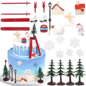 23PCS Ski-themed Cake Decoration Ski-themed Cake Topper for Birthday Party Supplies