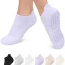6 Pairs Grip Pilates Socks for Women, Non-slip Yoga Athletic Socks for Barre Ballet Barefoot Workout Hospital 6-11