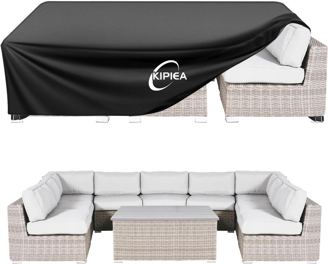 Kipiea Patio Furniture Covers Waterproof Winter, Heavy-Duty Outdoor Furniture Set Covers for Table Chairs, Anti-UV, No Tears or Fading (126" L x 64" W x 29" H)