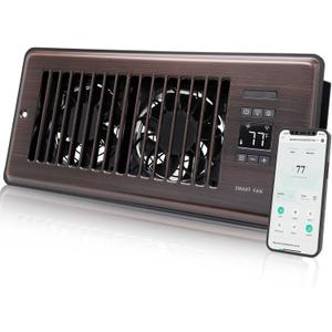 Super Quiet Register Booster Fan for 4" x 10" Register Holes, Smart Register Vent with Dual Intelligent Thermostat and WIFI App Control, Heating Cooling AC Vent Fan (ORB) (Oil Rubbed Bronze)