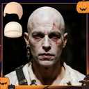 Fumwase 4PCS Bald Caps Halloween Makeup Latex Wig Hat Costume Accessories for Women Men (Beige)