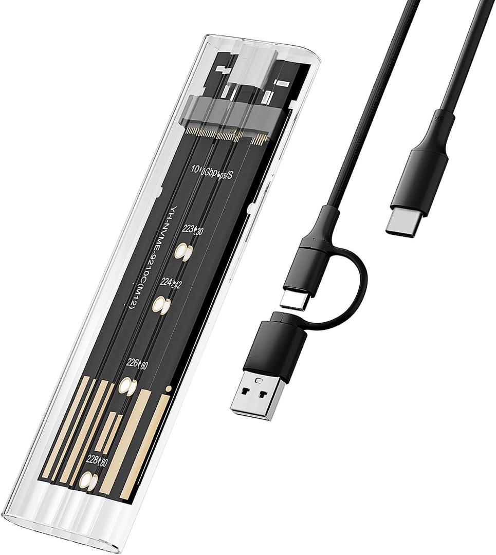 M.2 NVMe SSD Enclosure, High-Speed to USB Enclosure with USB 3.2 Gen 2 10Gbps, Compatibility for NVMe SSD M-Key/(B+M) Key, for 2230/2242/2260/2280 SSDs with C-C to A Cable