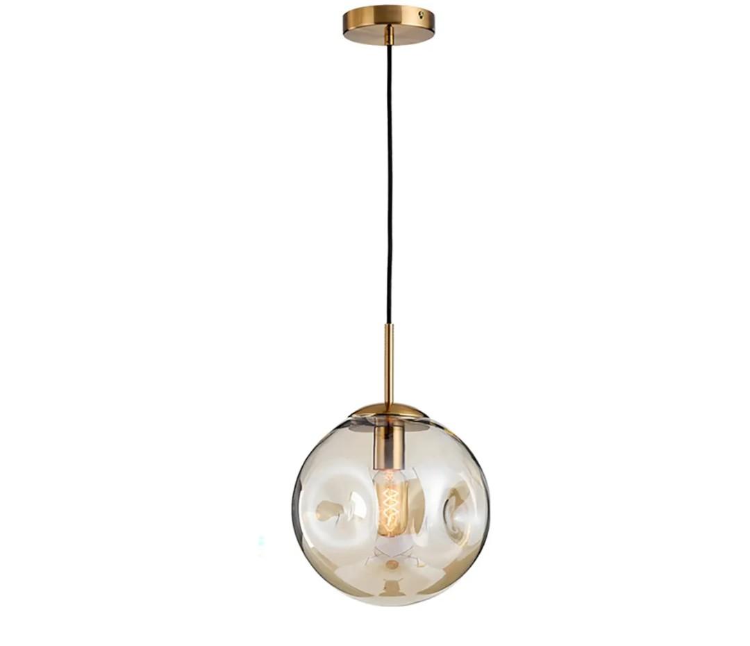 Amber Glass Globe Pendant Light Fixtures 7.8 Inch Modern Concave Glass Ball with Brass Finish Pedant Hanging Lamp(Amber) Amber Glass Globe Pendant Light Fixtures 7.8 Inch Modern Concave Glass Ball with Brass Finish Pedant Hanging Lamp(Amber)