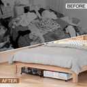 Gawerk Under Bed Storage with Wheels, Foldable Metal Mesh Underbed Storage Container Bins, Tool-free Assembly Clothes Drawer Organizer, 2Pack