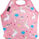 FlowFly Neoprene Lunch Tote Insulated Thermal Reusable Lunch Bag Box for Boys Men with Zipper,Unicorn