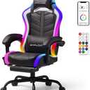 GTPLAYER Gaming Chair, Computer Chair with RGB LED Lights, High Back Ergonomic Chair for Adults with Footrest and Linkage Armrests& Headrest Lumbar Support (with Bluetooth Speakers)