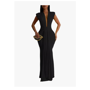 Ekaliy Elegant Bodycon Dresses for Women Deep V Neck Maxi Dress Mermaid Long Dress, Size S