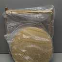 HollyHOME 2-Tier Round Gold Side Table, Outdoor Small Folding Accent Stand with Removable Tray, Anti-Rust Metal Asional Table for Balcony Patio Living Room, Nightstand for Bedroom(Gold&White)