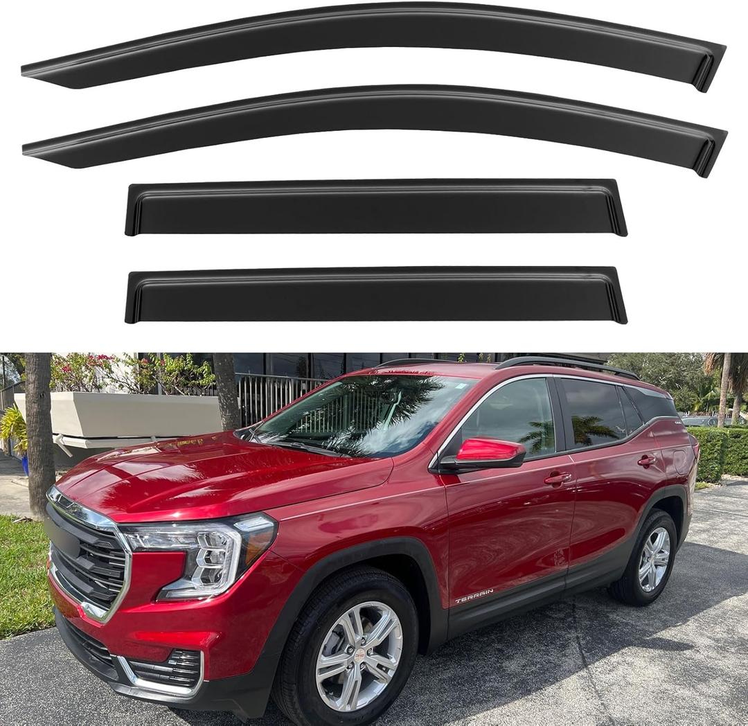 Window Visors Rain Guards Shield for 2018-2024 GMC Terrain, Out-Channel Window Vent Wind Deflectors Visors Shades for 18-24 Terrain SLE SLT AT4 Denali