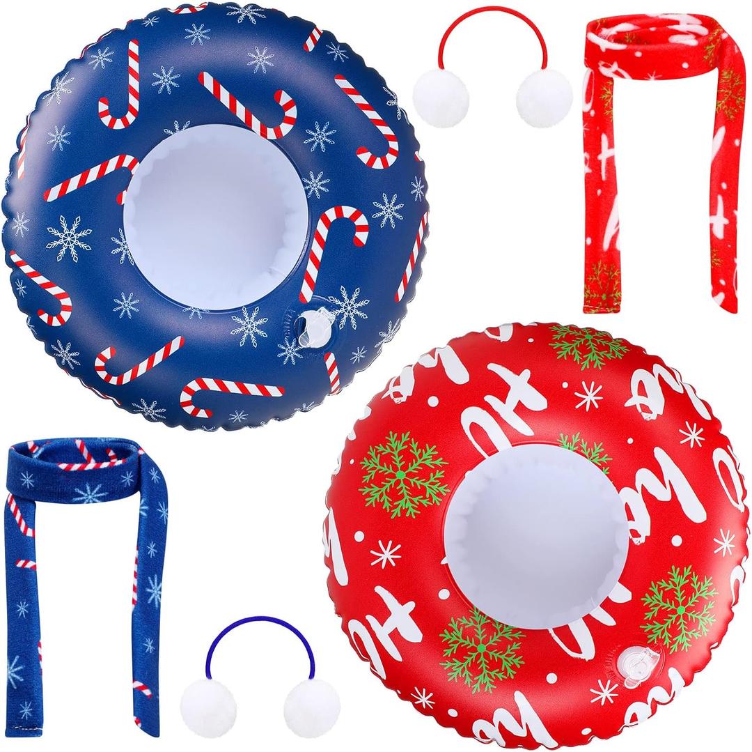 Hungdao 6Pcs Christmas Clothing Accessory Set Include Ear Muff Scarf Inflatable Snow Tube or Mermaid Costume for Doll (Stylish Style)