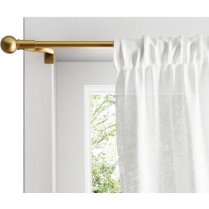 Zenna Home Adjustable Curtain Tension Rod for Windows, No Drill Expandable Tension Curtain Rod with Decorative Ball Finials, Easy Install Window Rod, 48 to 84 Inch, Gold
