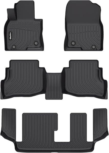 HAFIDI® Floor Mats Fit for 2016-2023 Mazda CX-9 (Only Fit 7 Passenger) All Weather Protection TPE Anti-Slip Automotive Floor Liners, Fits 1st & 2nd & 3rd Row Full Set CX9 Custom Accessories, Black