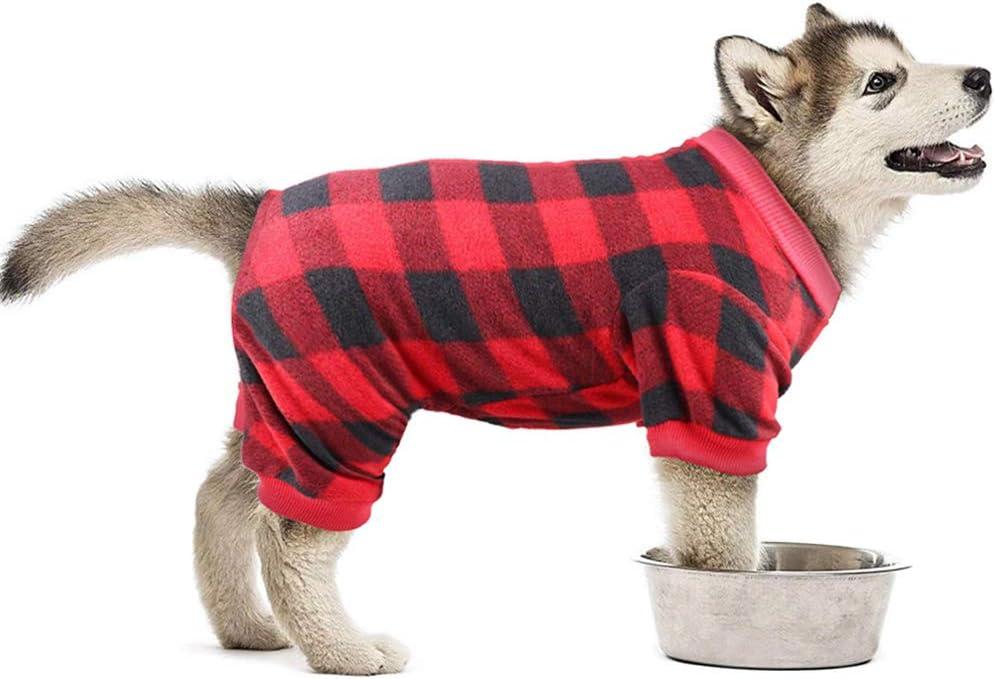 Dog Pajamas Large Sized Dog Buffalo Plaid Christmas Pajamas Soft Flannel Pet Clothes Warm and Cozy Pjs for Dogs(XL)