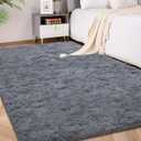 FVVRAX 3x5 ft Ultra Soft Shag Area Rug - Plush Fluffy Non-Shedding Carpet for Bedroom & Living Room, Modern Home Decor Bedside Runner for Kids Nursery Dorms, Easy Clean, Grey