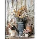 Rustic Farmhouse Daisy Floral Canvas Wall art Vintage Neutral Country Painting Picture Wall Decor Flower Still Life BotanicalPoster Print Artwork for Bathroom Living Room Bedroom Home Decoration