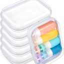 Sanwuta 6 Pcs Clear Hard Zipper Case Hard Plastic Zipper Pouches Makeup Bag Pencil Pouches Transparent Cases for Snacks Plastic Storage Organizer Box for Travel(White,7.09 x 5.12 x 2 Inch)
